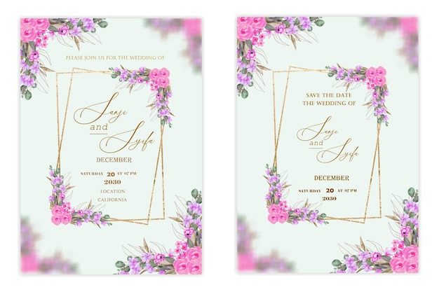 Sjabloon voor bloemen bruiloft uitnodiging