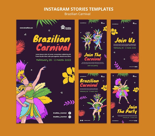 Sjabloon voor braziliaanse carnaval instagramverhalen