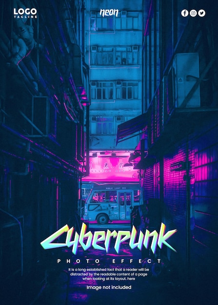 Sjabloon voor Cyberpunk-foto-effect