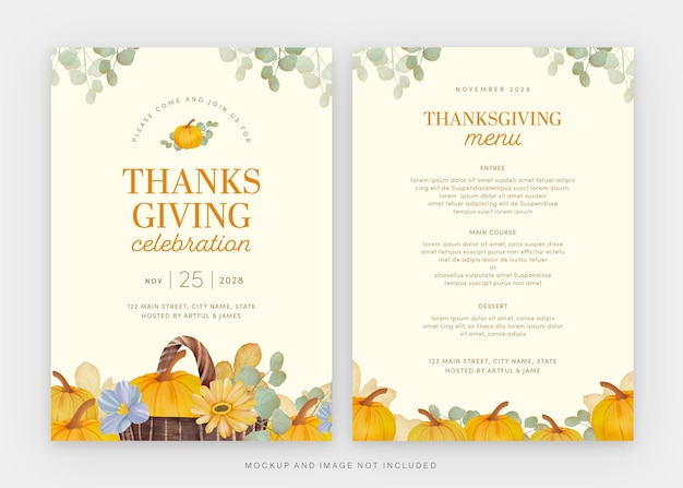 Sjabloon voor flyer voor Thanksgiving-viering in PSD