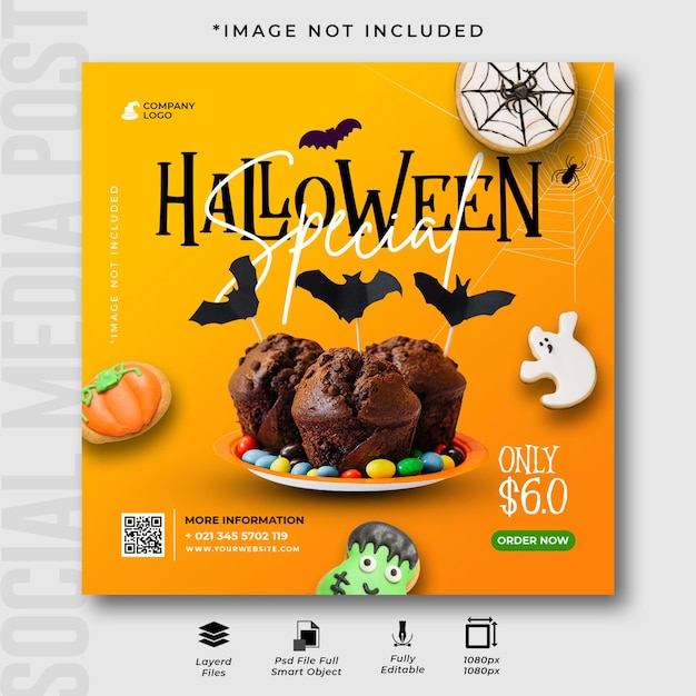 Sjabloon voor halloween-koekjes voor sociale media