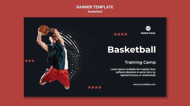 PSD sjabloon voor horizontale spandoek voor basketbal trainingskamp