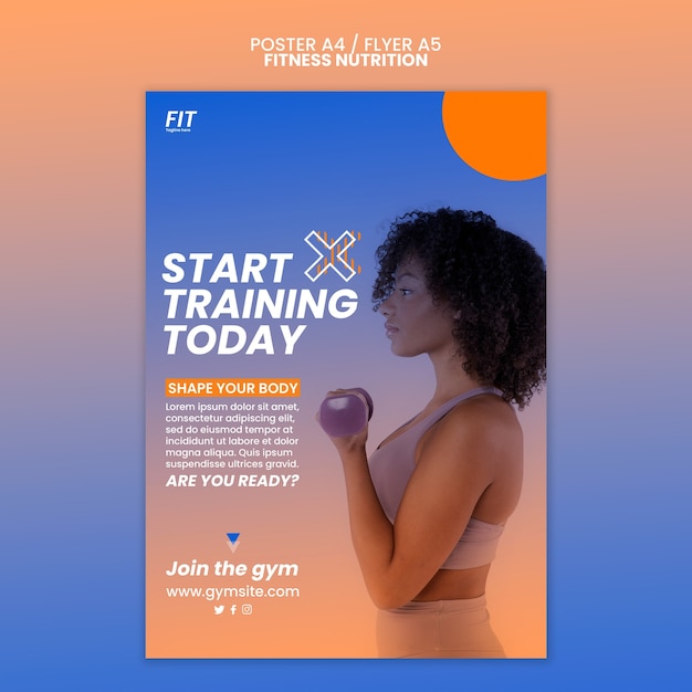 PSD sjabloon voor poster voor fitnessvoeding