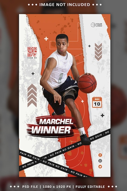 Sjabloon voor professionele basketbalspeler-flyer voor sociale media