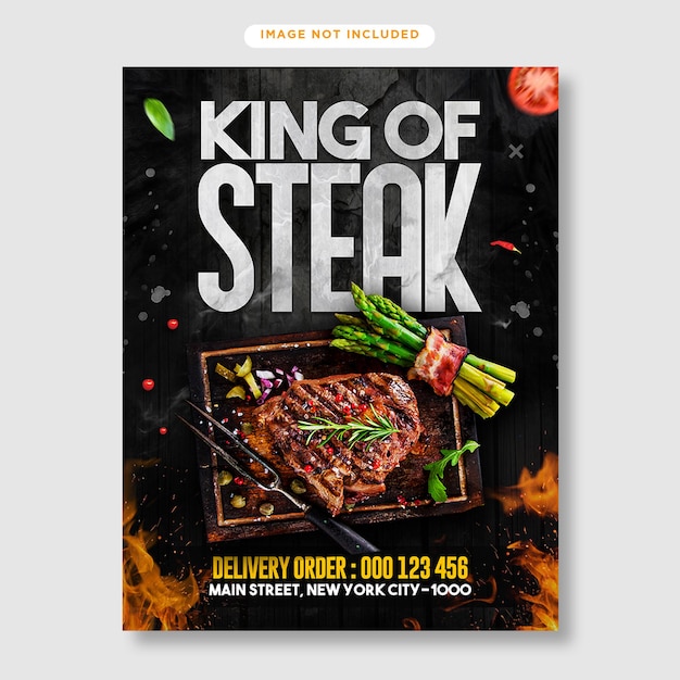 Sjabloon voor promotieflyer voor steak bbq