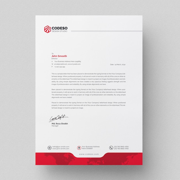 Sjabloon voor rood abstract briefhoofd