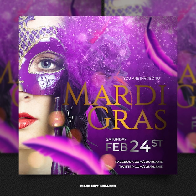 Sjabloon voor sociale media-flyer van mardi gras