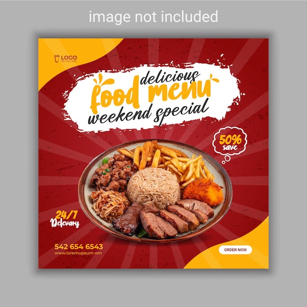 Sjabloon voor sociale media reclame voor voedselbannerpost