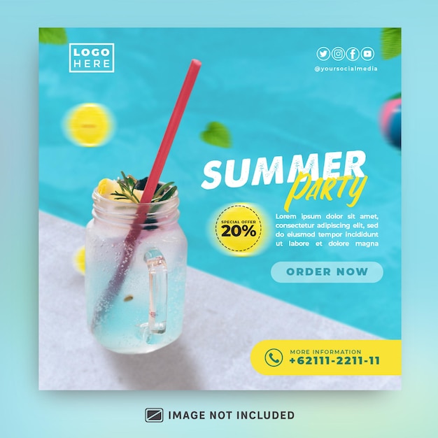 Sjabloon voor sociale media voor zomerdrank