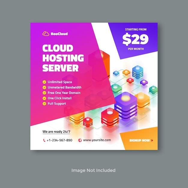 Sjabloon voor spandoek van cloud hosting server