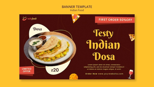 PSD sjabloon voor spandoek van heerlijk indiaas eten