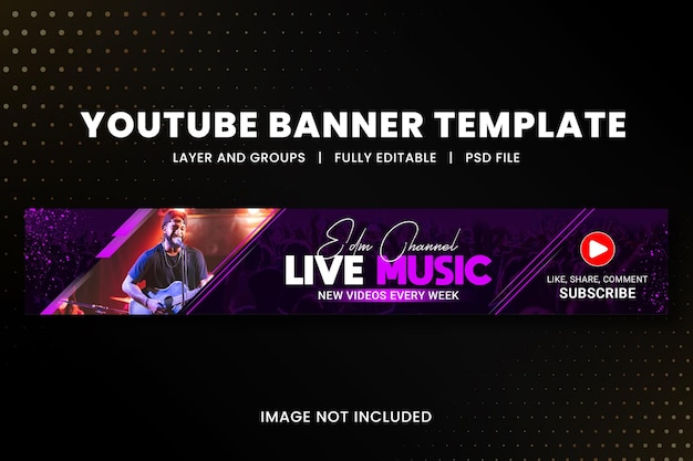 Sjabloon voor youtube-bannerkanaal voor muziek