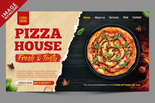 PSD sjabloonbanner voor pizzarestaurant voor sociale mediapost