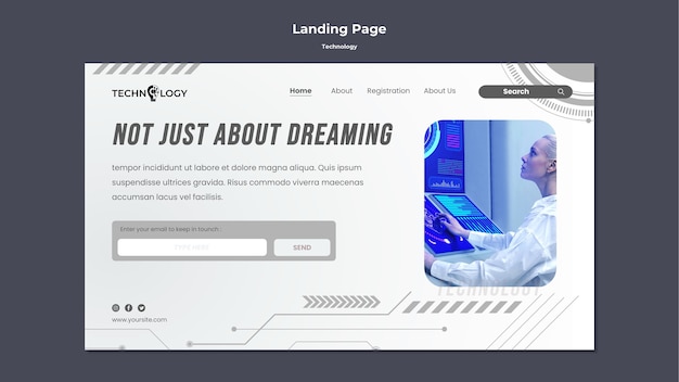 PSD sjabloonontwerp voor technologie bestemmingspagina