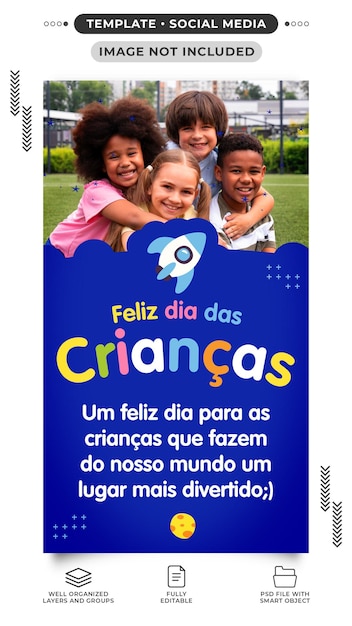 PSD sjabloonverhalen gelukkige kinderdag in brazilië