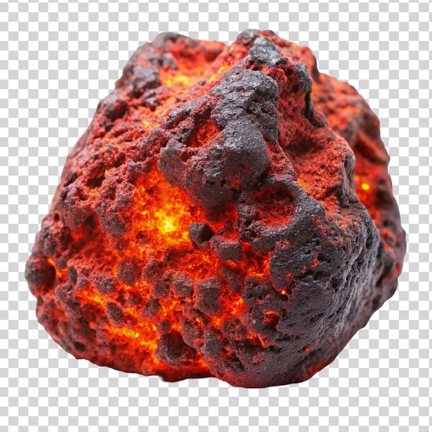 PSD skała z czerwoną lawą izolowaną na przezroczystym tle