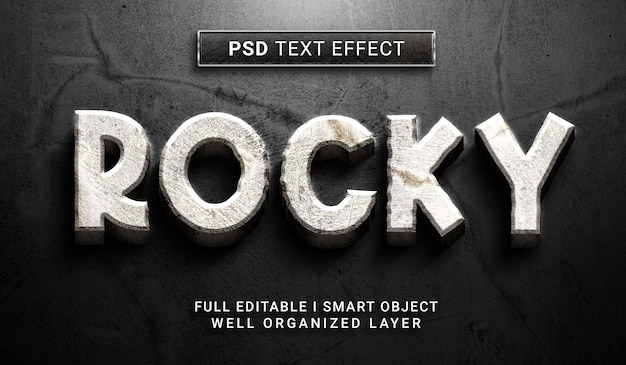 PSD skalisty efekt tekstowy w stylu 3d