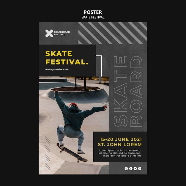 PSD skate festival afdruksjabloon