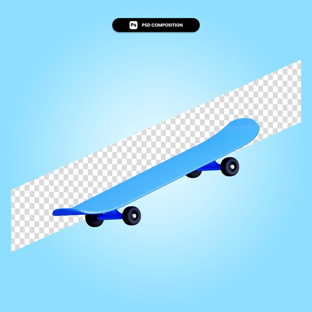 Skateboard 3d render illustration isolated