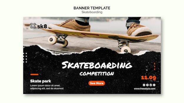 Skateboard concept banner template