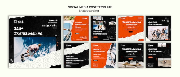 PSD skateboard concept social media post template