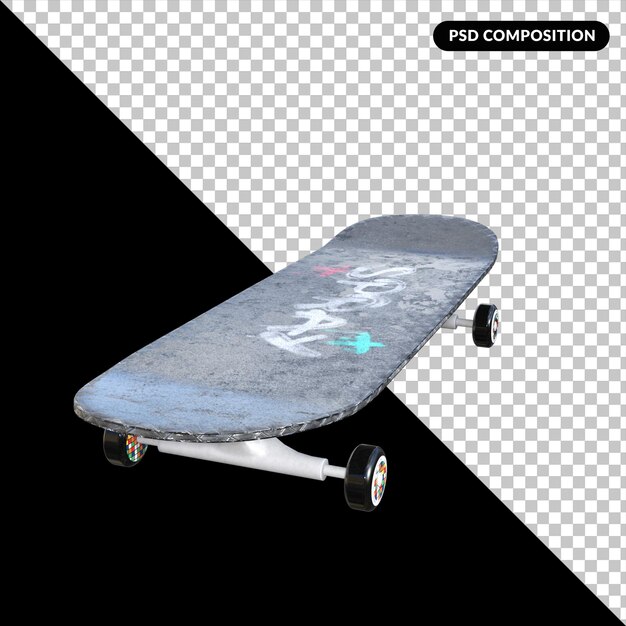 PSD skateboard geïsoleerd 3d-rendering