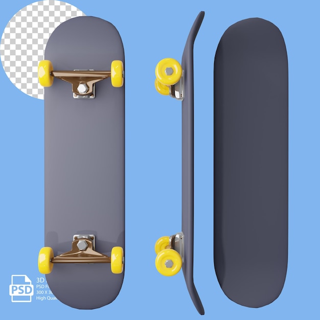 PSD skateboard icon 3d rendering