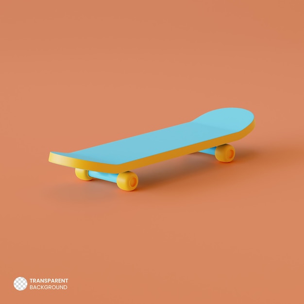 PSD icona di skateboard illustrazione di rendering 3d isolato