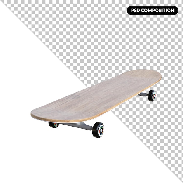 PSD skateboard isolato rendering 3d