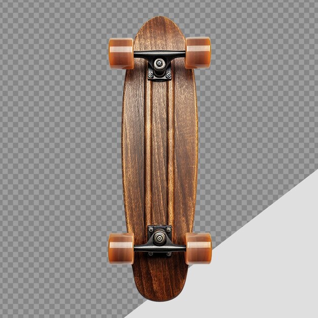 PSD skateboard made of wood png isolated on transparent background