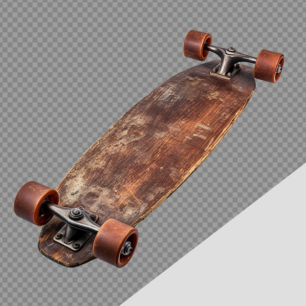 PSD skateboard made of wood png isolated on transparent background