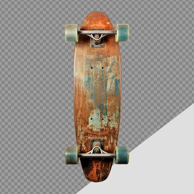 PSD skateboard in legno png isolato su sfondo trasparente.