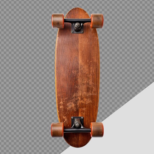 PSD skateboard made of wood png isolated on transparent background