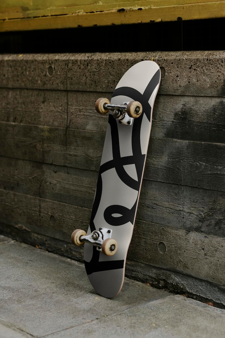 PSD skateboard mockup aanpasbaar sportproduct psd