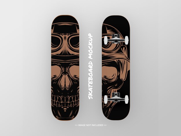 Skateboard mockup in alto e in basso - fianco a fianco