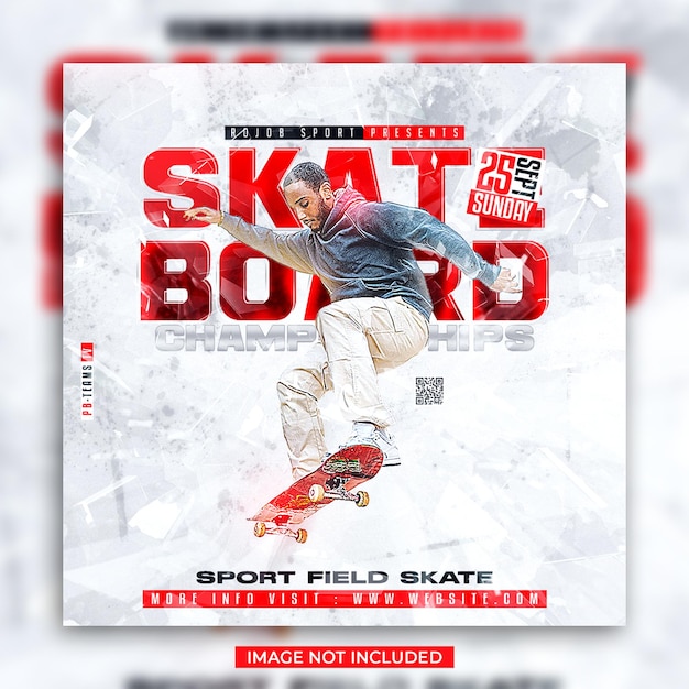 Skateboard Sport Flyer en post op sociale media.
