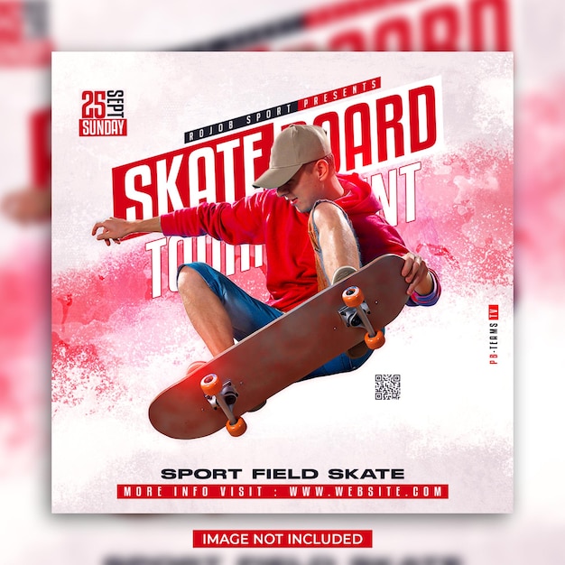 Skateboard Sport Flyer en post op sociale media.