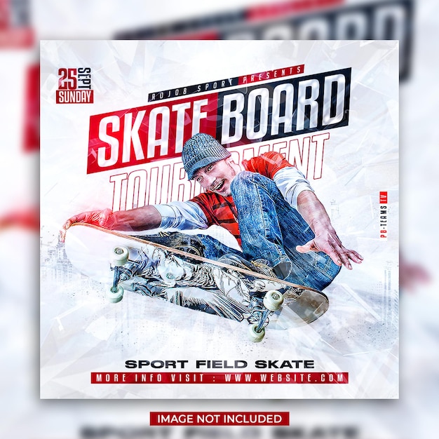 Skateboard Sport Flyer とソーシャル メディアの投稿。