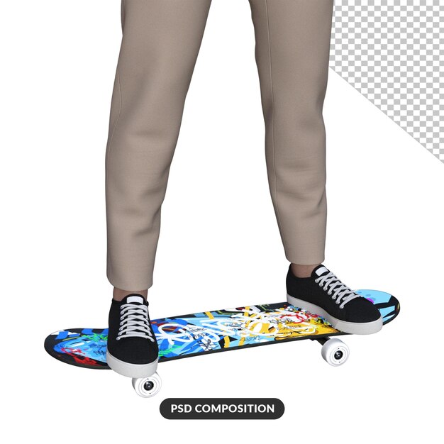 PSD skateboarden pose 3d render