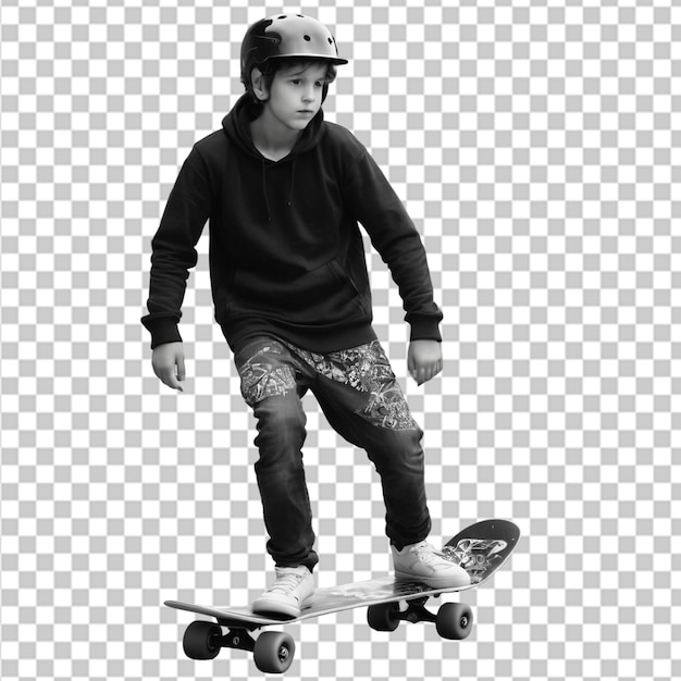 PSD silhouette di skateboarder che fa trucchi isolati su sfondo bianco