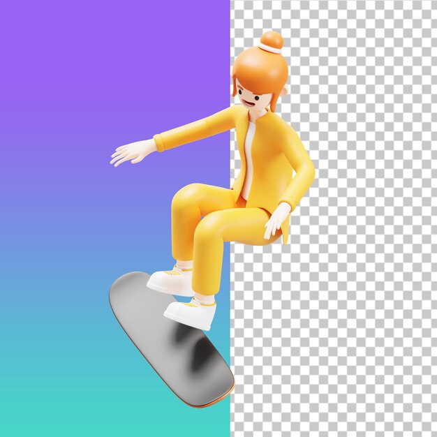 Skateboarding 3d illustration