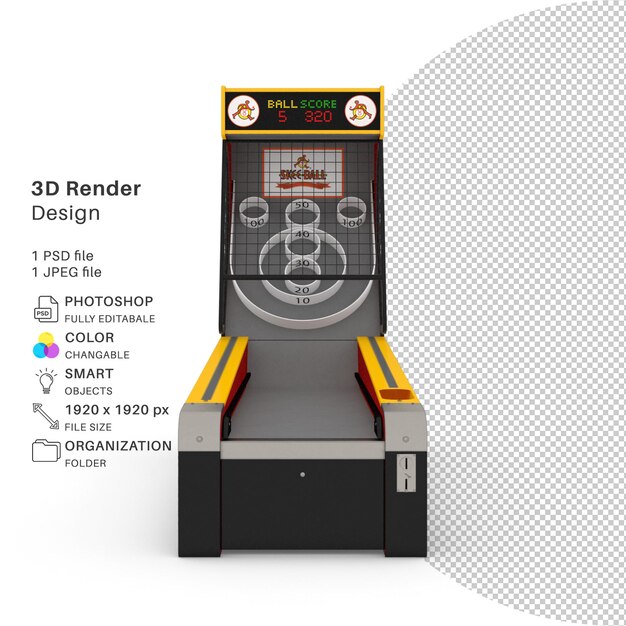 PSD skee ball arcade game modellazione 3d di file psd gioco arcade realistico