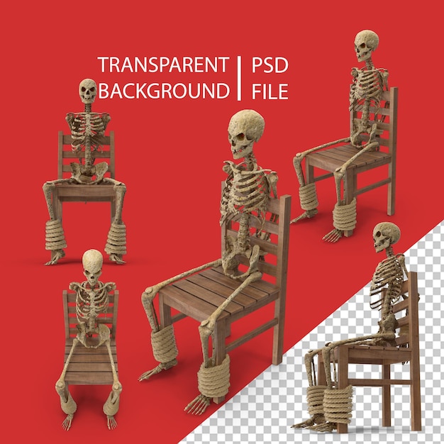 PSD skeleton tied to a chair png