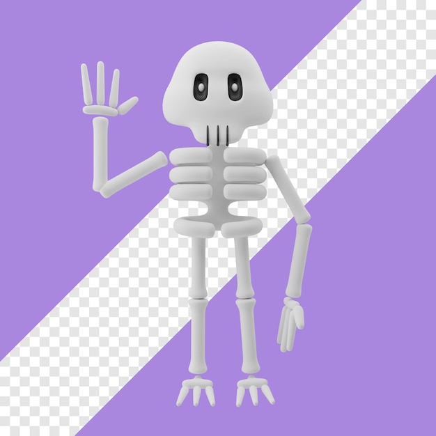 Skeleton waving hand 3d illustration