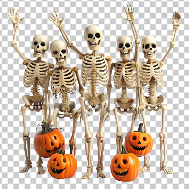 PSD skeletons halloween on transparent background