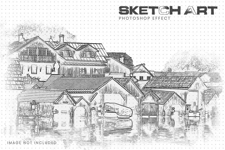 PSD sketch art gestippeld papier photoshop mockup