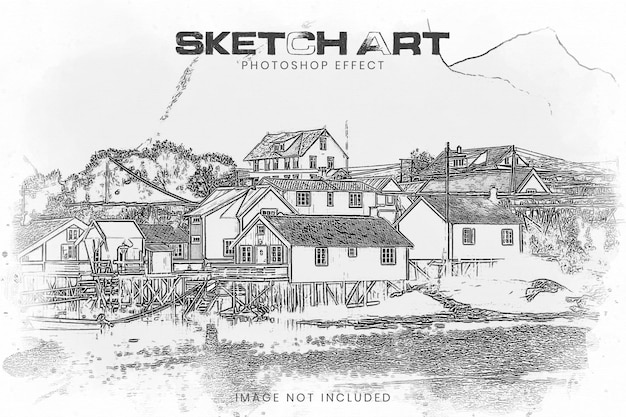 Sketch art photoshop mockup