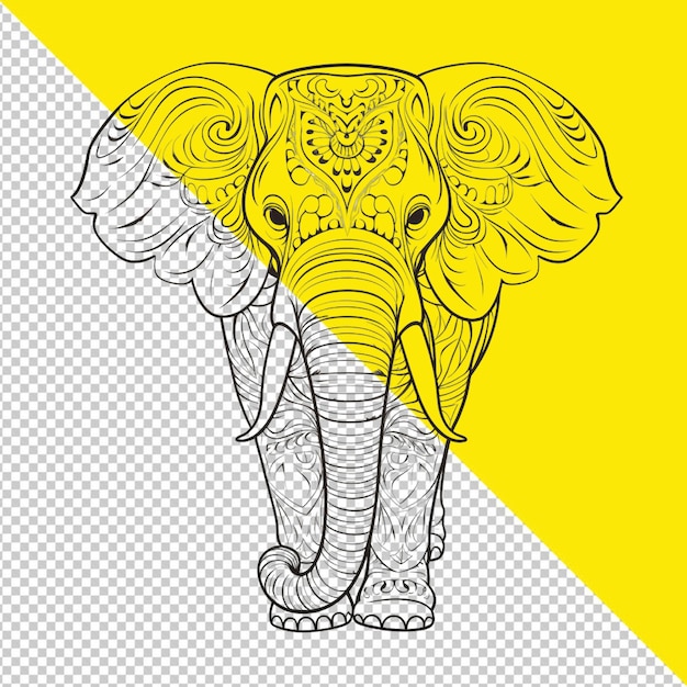 PSD sketch of a elephant on tranparent background