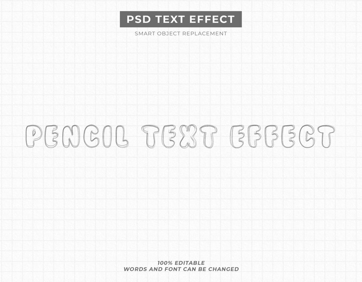 PSD sketch pencil text effect template