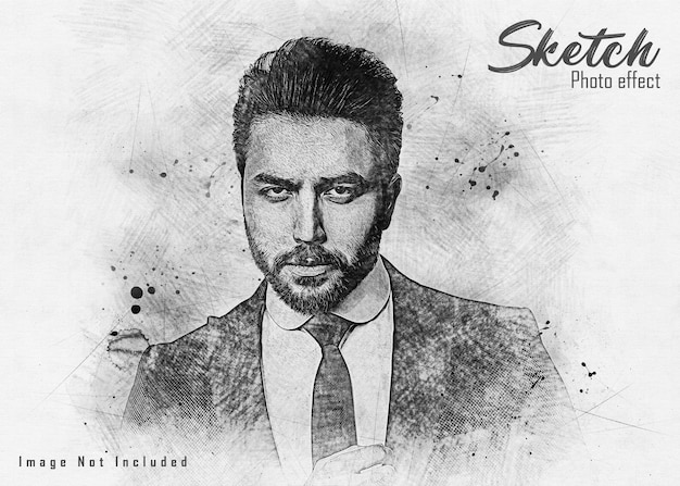 PSD sketch photo effect template